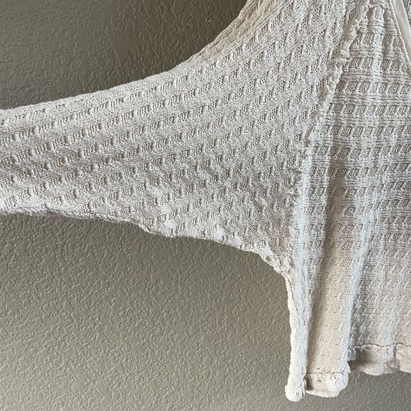 Free people Thermal Top Women's Medium Ivory Thien’s Hacci Boho Hippie Sweater - Picture 8 of 13